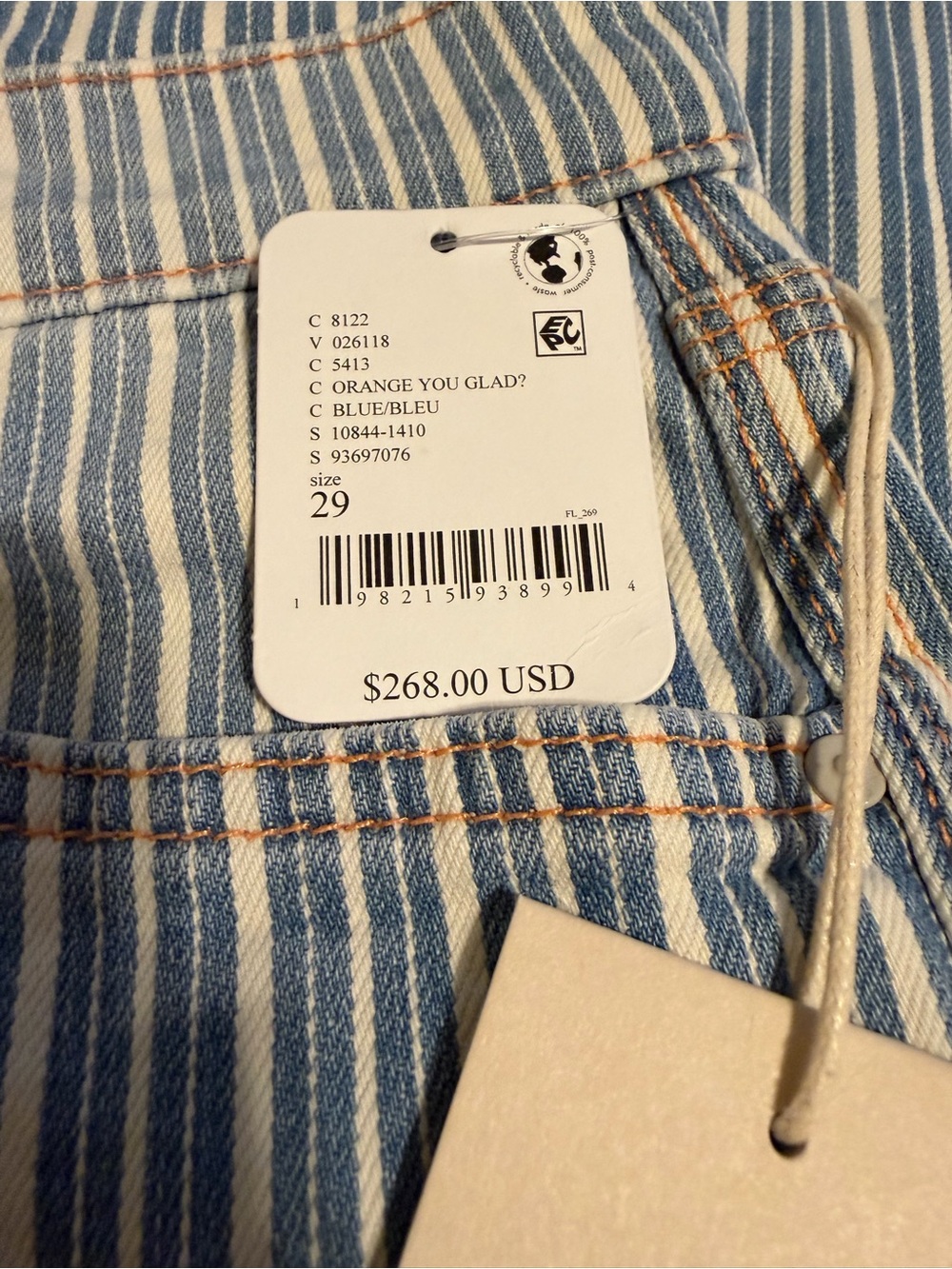 MOTHER Blue & White Striped High-Rise Jeans - Picture 3 of 5